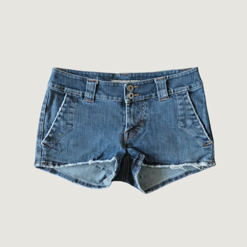 Sergio Valente Denim Shorts Blue Low Rise Cargo Pocket Cotton Y2K 29 Hot Pants